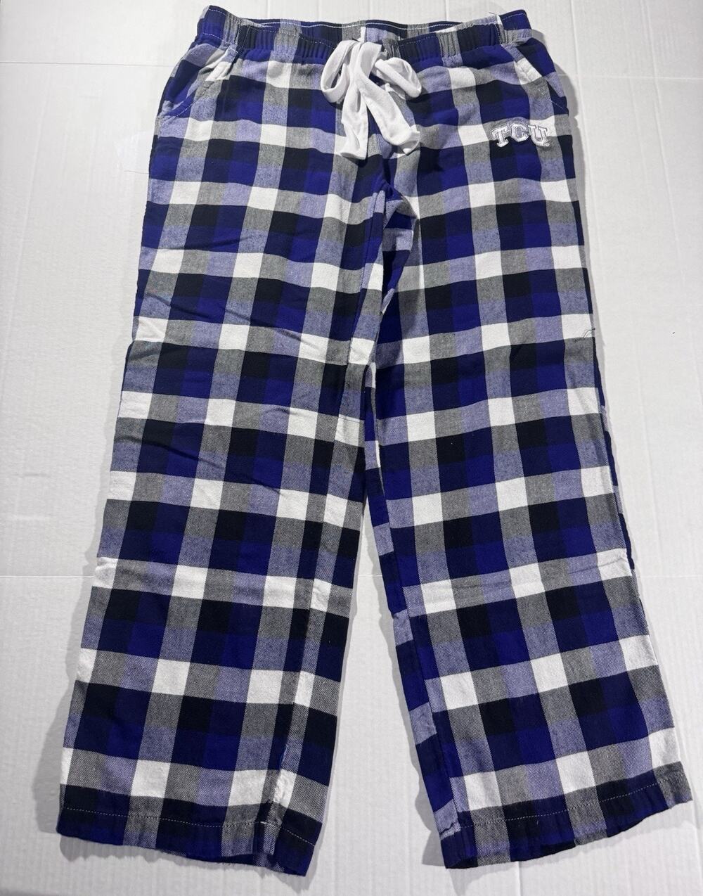 TCU Horned Frogs Plaid Lounge Pajama Pants Purple White Gray Black M